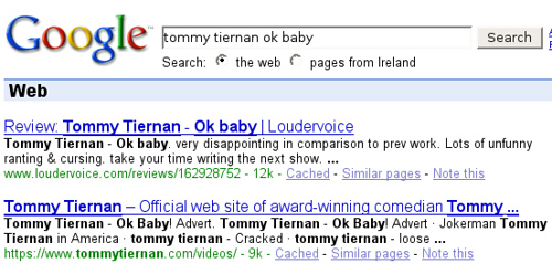 Tommy Tiernan on Google